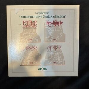 Longaberger 1990–1993 Commemorative Santa Collection Pewter Ornament Set